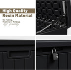 JUMMICO 90 Gallon Waterproof Resin Deck Box, Double Wall Outdoor Storage Box with Lockable Lid for Garden Tools, Patio Cushions, Pools (Black) - Image 2