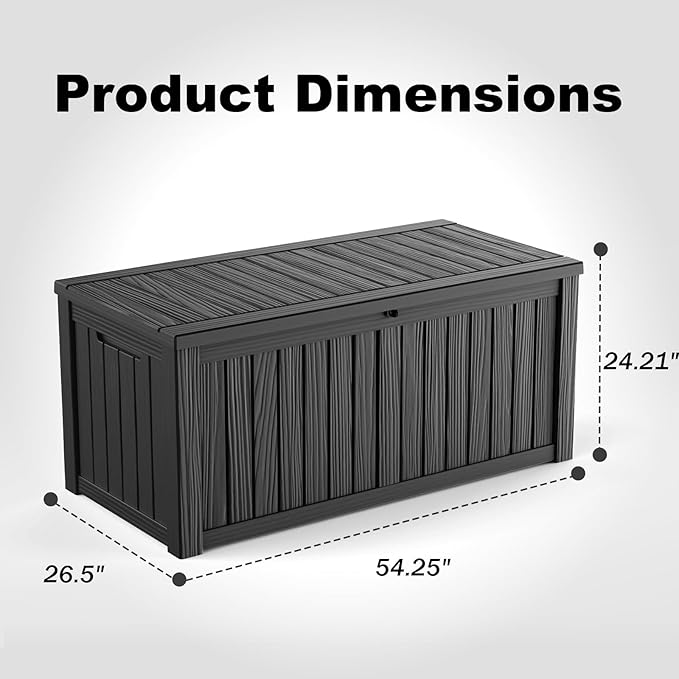 ROJIK 150 Gallon Outdoor Storage Box Waterproof - Patio Furniture Outside Deck Box, Garden Tools, Cushions, Pool Accessories Storage Bench with Lockable Lid and Side Handles (Black, 150 Gal) - Image 2
