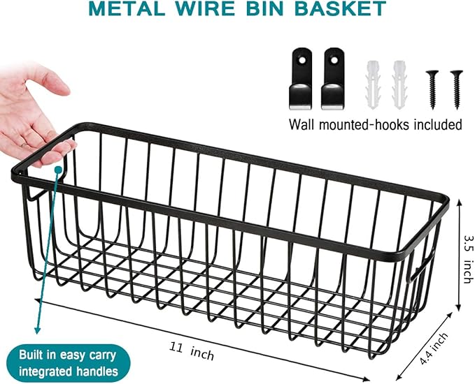 SheeChung Farmhouse Decor Metal Wire Bathroom Storage Organizer Basket Bins - Image 2