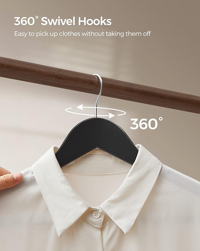 SONGMICS Wooden Hangers, Swivel Hook, Non-Slip - Image 8