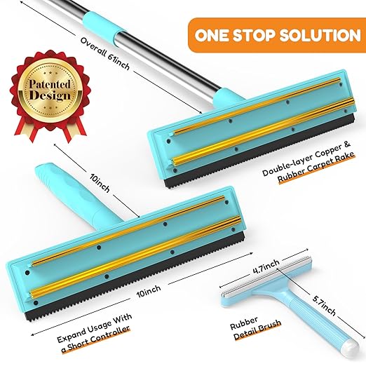 3 In 1 Carpet Rake for Pet Hair Removal Tool - Image 7
