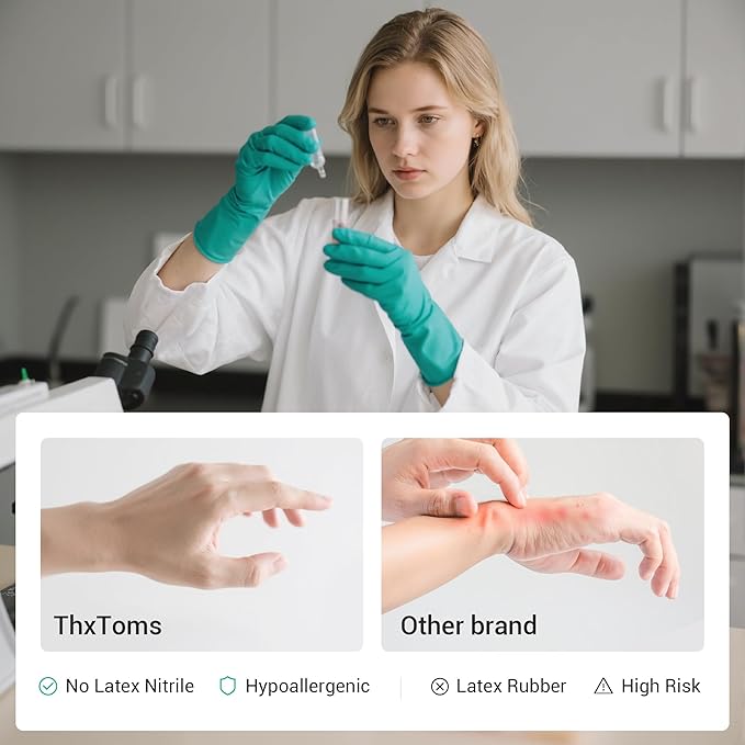 ThxToms 10 Pairs Nitrile Chemical Resistant Gloves, Reusable Latex Rubber Free - Image 3