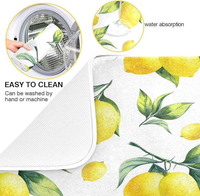 Tropical Lemon Leaves Dish Drying Mat 16x18 - Image 2