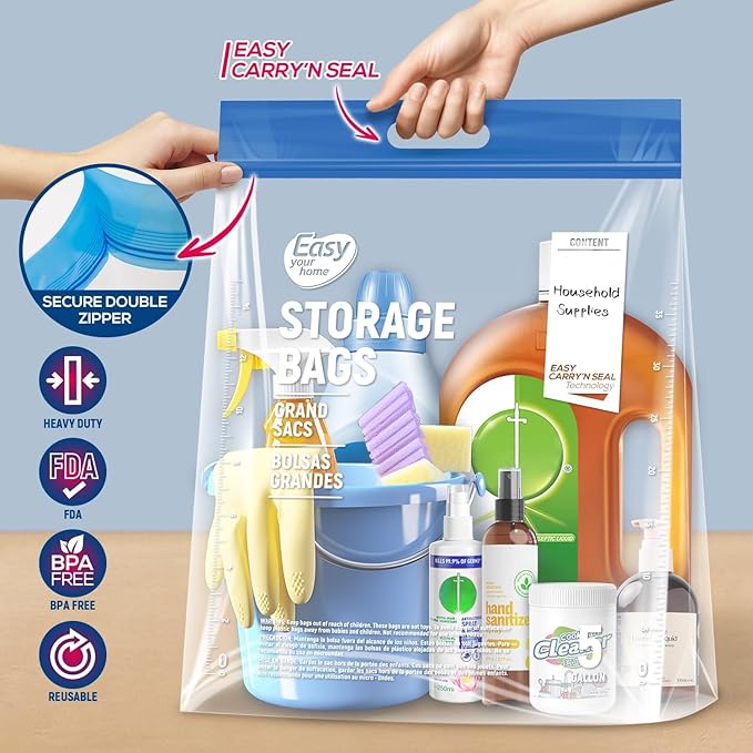20PCS 5 Gallon Zipper Lock Plastic Bags - Image 3