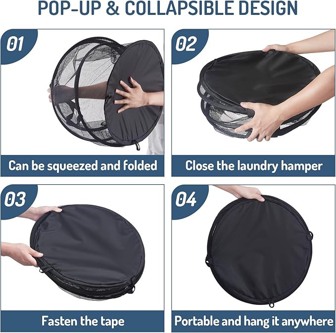 Seiritex 2Pcs Mesh Popup Laundry Hamper 115L Extra Large Collapsible Laundry - Image 6