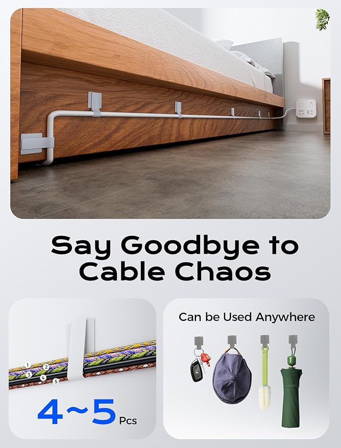 Adhesive Wire Management, Adjustable Cable Straps, Sticky-Back Cord Organizer - Image 4