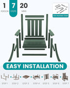 SERWALL HDPE Outdoor Rocking Chair Set of 8, Patio Rocking Chairs for Adults, All Weather Outdoor Rockers for Lawn, Green - Image 7