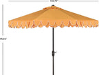 SAFAVIEH 9ft Outdoor Patio Umbrella, Round, Valance, Yellow & White Trim, Auto Crank Tilt, UV Resistant for Deck, Backyard, Poolside (PAT8006B) - Image 3