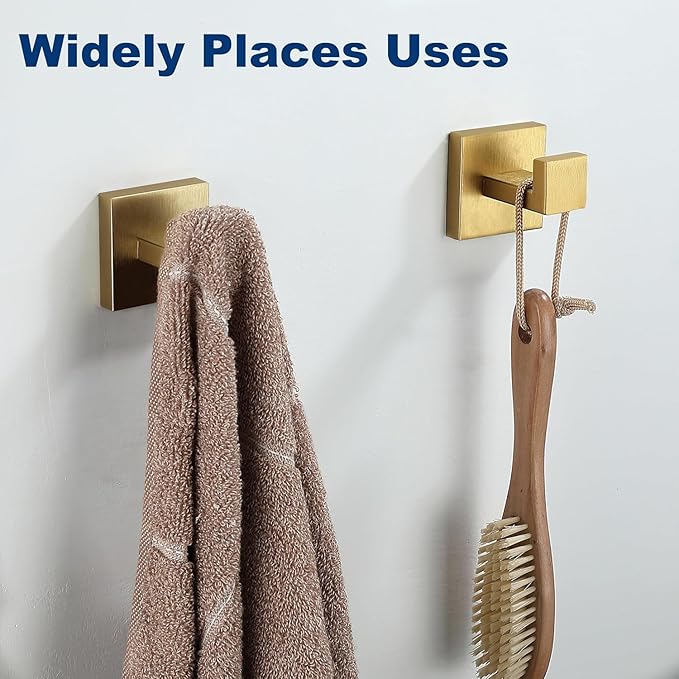 Towel Hooks for Bathrooms, Brushed Gold Towel Hook for Kitchen Bathroom - Image 8