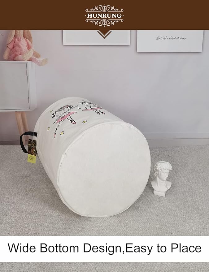 HUNRUNG Laundry Hamper, Large Canvas Fabric Lightweight Storage Basket Toy - Image 5