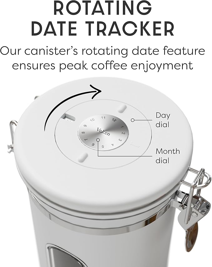 Veken Coffee Canister with Window, Easter Gifts Airtight Stainless Steel - Image 6