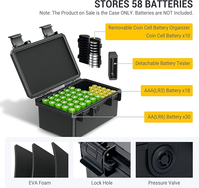 KIWIFOTOS 58 Slots AA AAA Battery Case Holder - Image 2