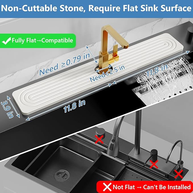 24'' Longer Faucet Mat for Kitchen Sink Stone Faucet Mat for Kitchen Sink - Image 2