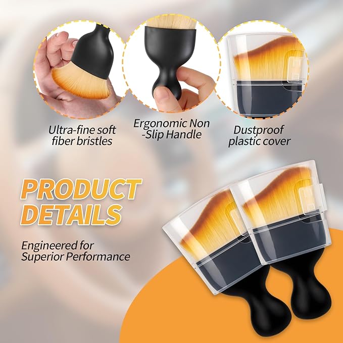 4PCS Car Interior Dust Brush, Soft Microfiber Bristles, Car Detailing Brush - Image 2