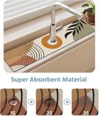 Patterned Sink Faucet Mat Kitchen Splash Guard Super Absorbent Drying Mat - Image 5