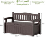 Patiowell 75 Gallon Plastic Storage Bench, Water-Resistant Deck Box for Patio Furniture, Garden Tools, Pool Storage and Outdoor Cushions, Brown - Image 3