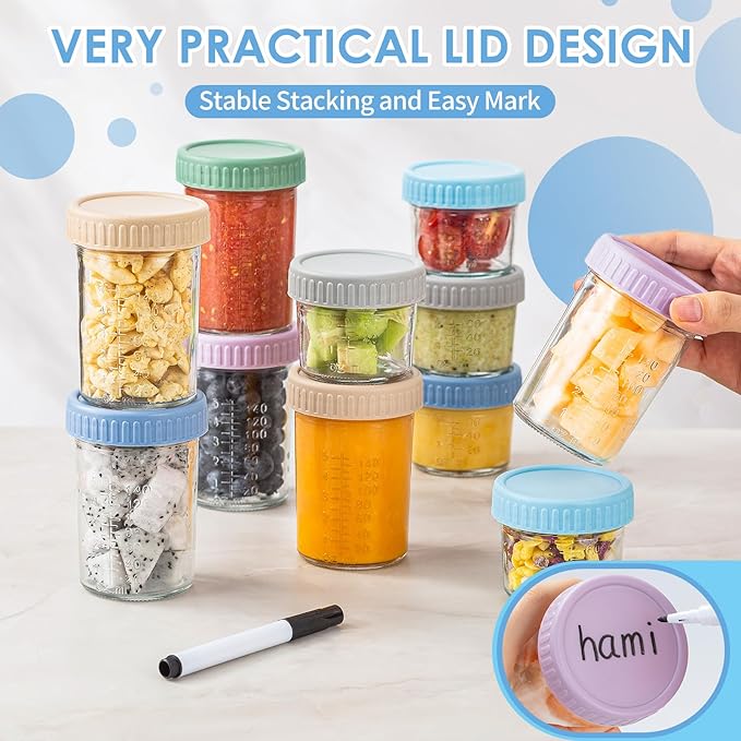 DRKIO 12 Pack Glass Baby Food Storage Containers - Image 5