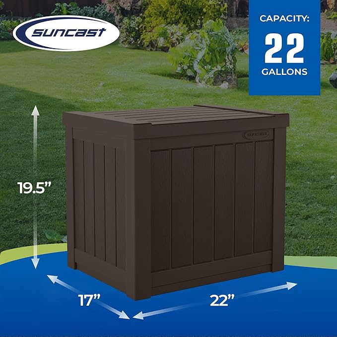 Suncast 17 x 22 Inch Resin 22-Gallon Patio Storage Deck Box, Java Brown (2 Pack) - Image 3