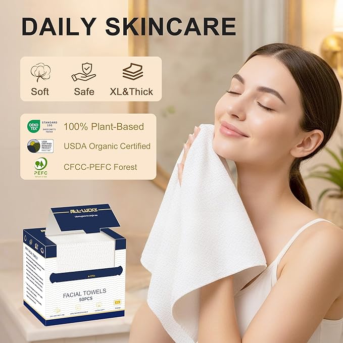 Face Towels, XL Facial Dry Towels 10x12 Inch, Biodegradable Disposable Face - Image 3
