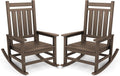 SERWALL Oversized Outdoor Rocking Chair Set of 2, HDPE Rocker for Adults, Patio Rocking Chairs for Porch, Coffee by SERWALL