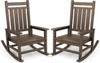 SERWALL Oversized Outdoor Rocking Chair Set of 2, HDPE Rocker for Adults, Patio Rocking Chairs for Porch, Coffee by SERWALL
