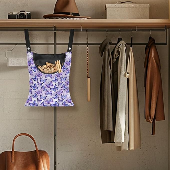 2 Pcs Butterfly Purple Clothespin Bag - Image 5