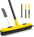 Rubber Broom with Squeegee, Pet Hair Removal 52.8 inches Long Handle, Push Fur by Dolanx