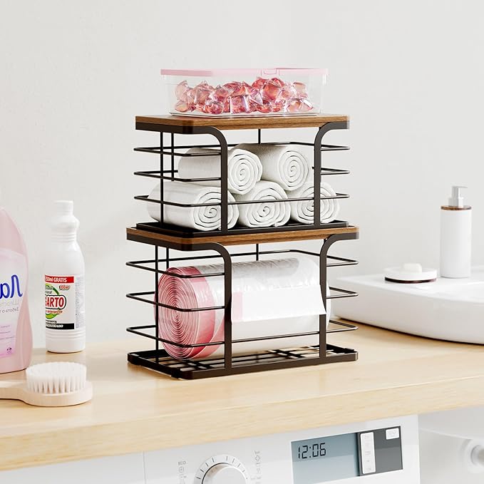 2 Pack Storage Stackable Kitchen Laundry Pantry Organizers, Wall Mount Trash - Image 8