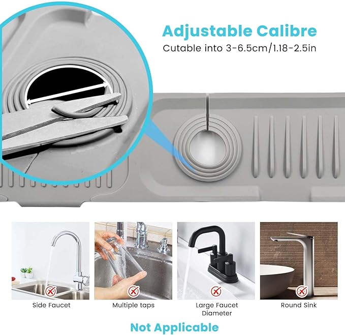 Daily Treasures 45 x 10 cm Splash Sink Guard, Narrow Rim Design Silicone Faucet - Image 3