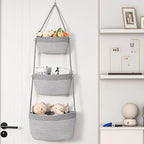 Hanging Storage Baskets, Over the Door Basket, Cotton Wall Baskets Storage - Image 3