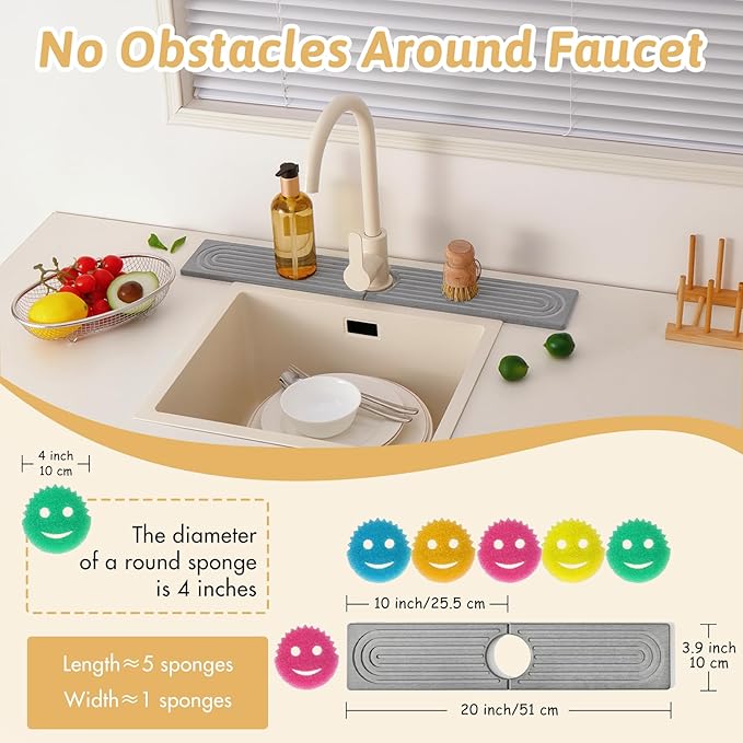 Diatomite Kitchen Sink Water Splash Guard, Modern Stylish Faucet Handle Drip - Image 3