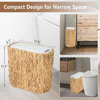 Boho Kitchen Trash Can with Lid, 3.5 Gallon Automatic Small Rattan Trash Can - Image 5