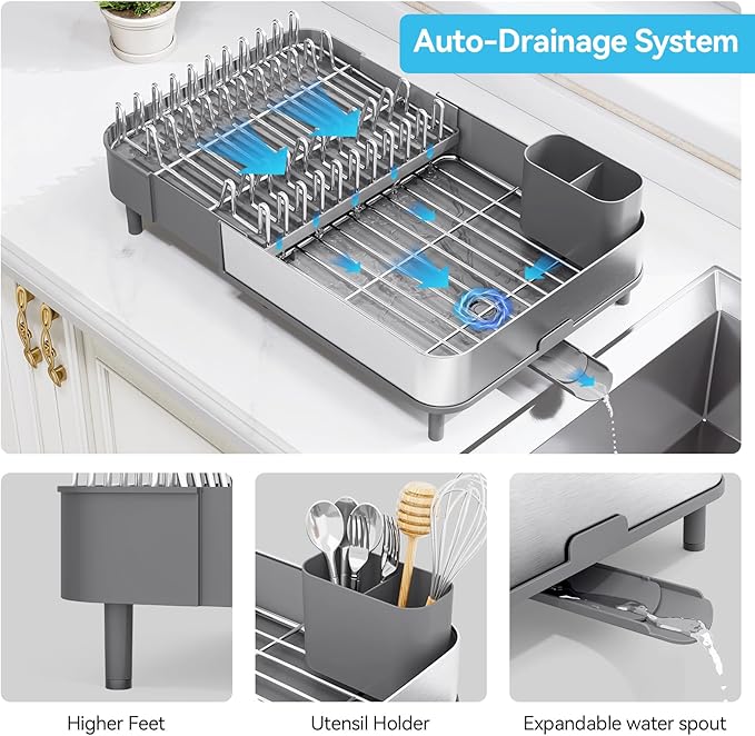 Dish Drying Rack, 304 Stainless Steel Dish Drainer - Image 6