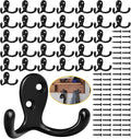34 Pack Coat Hooks, Heavy Duty Double Prong Coat Hooks Wall Mounted by Homanu