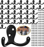 34 Pack Coat Hooks, Heavy Duty Double Prong Coat Hooks Wall Mounted by Homanu