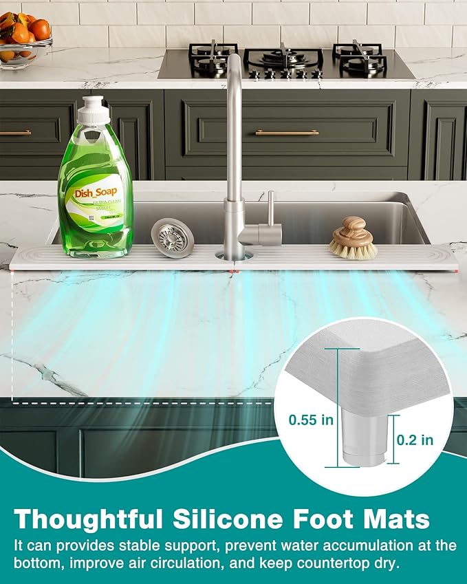 Stone Faucet Mat for Kitchen Sink, Diatomite Sink Protectors - Image 6