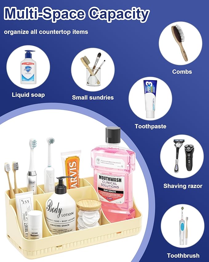Bathroom Counter Organizer and Storage, 7 Slots Detachable Toothbrush Holders - Image 6
