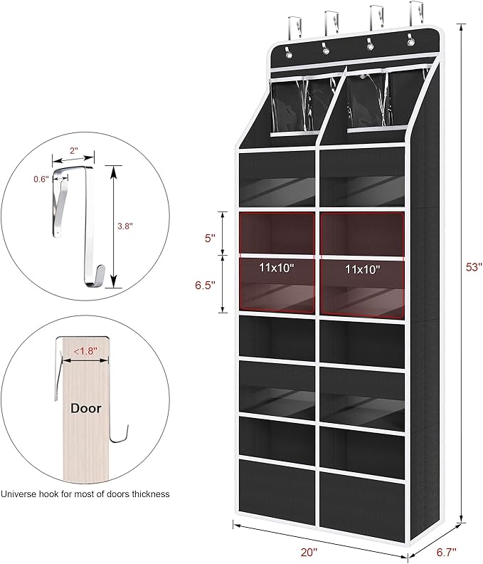 Univivi 5-Shelf Over Door Hanging Organizer Fabric Door Storage - Image 3