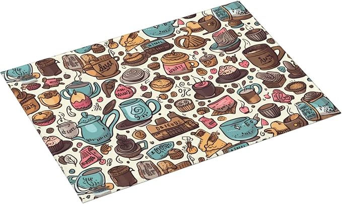 Coffee Cups Dish Drying Mat for Kitchen Counter Decor 18x24 Inch Floral - Image 2