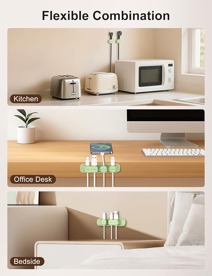 6 Pack Magnetic Cable Clips, Laitver Cord Organizer Holder Strong Adhesive Desk - Image 5