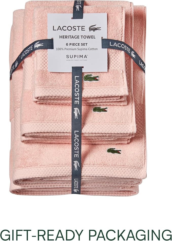 Lacoste Heritage Supima Cotton 6-Piece Towel Set, 2 Bath Towels, 2 Hand Towels - Image 4