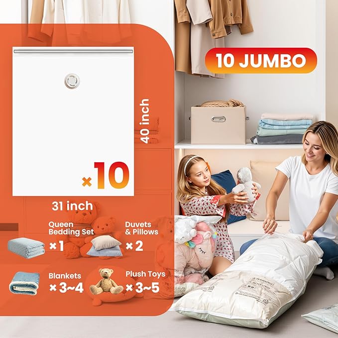 TAILI 10 Pack Vacuum Storage Bags, Jumbo Vacuum Seal Bags - Image 3