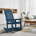GREENVINES Outdoor Rocking Chairs | Set of 4 | Porch Rocker | HDPE Plastic | Blue | Oversized Rockers | High Back | Big & Tall | Ladder Back | for Patio Outside Backyard Balcony Garden - Image 5