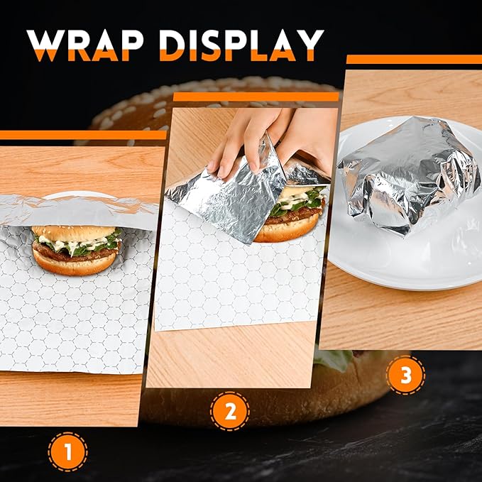 EcoDispose Pre-Cut Insulated Foil Sandwich Wrap Sheets Grease-Resistant - Image 4