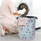 Cute Penguin Laundry Basket, Snowflake Cake Foldable Oxford Cloth Tote Bag - Image 7