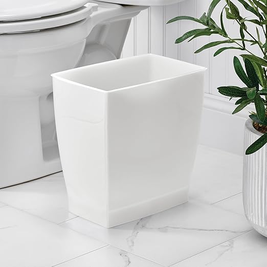 iDesign Small Plastic Bathroom Trash Can, Slim Rectangle Garbage Bin - Image 3