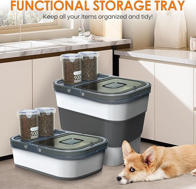 35lbs Dog Food Storage Container, Collapsible Dog Food Container, Airtight Pet - Image 4