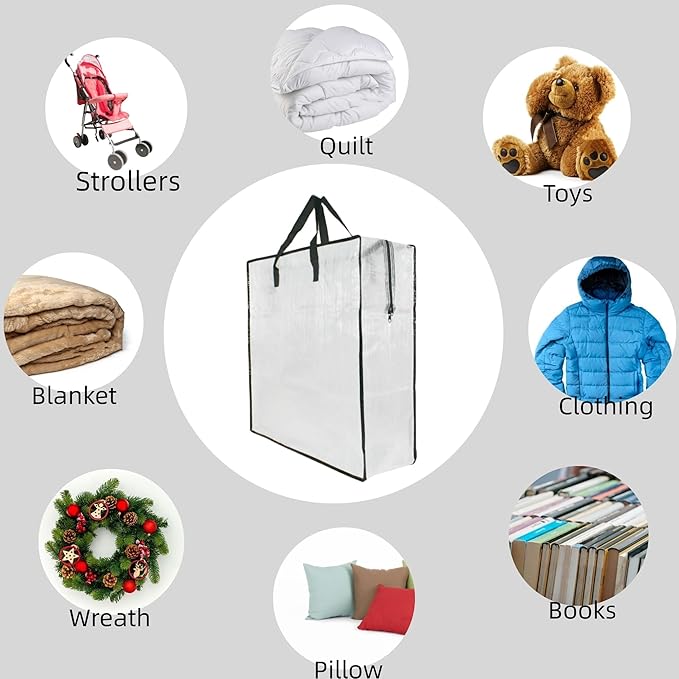 3 Pack Clear Storage Bags with Zipper and Handles, Blanket Bags - Image 6