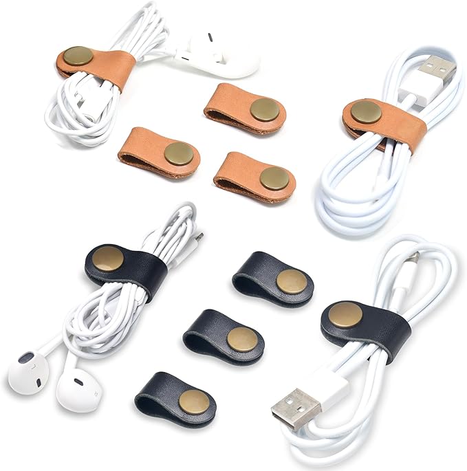 CAILLU Cord Organizer, Cord Holder, Cable Clips Leather, Cable Organizer USB by CAILLU