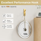 Gold Wall Hooks for Coat Towel: 13LB Adhesive Door Hanger Stick on, 4 Pack - Image 7